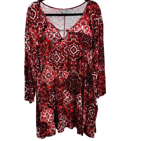 Women's Red Patterned Top - Picture 1 of 9
